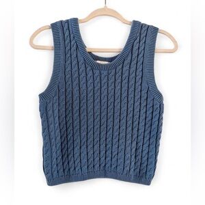 Lizette Collection Blue Cable Knit Sleeveless Sweater/Vest- Size M